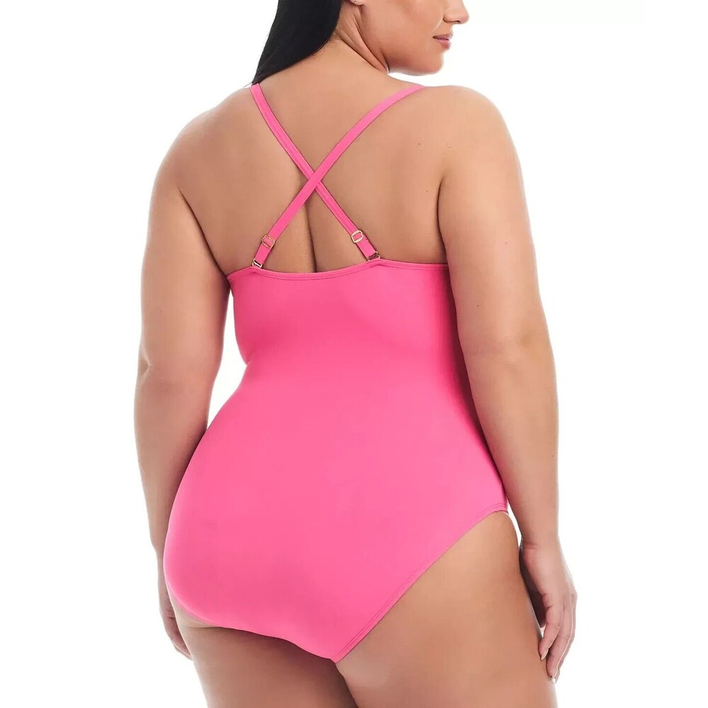 Bleu by Rod Beattie Women's Plus size Molded-Cup One-Piece Swimsuit Hot Pink 16W - Picture 3 of 10